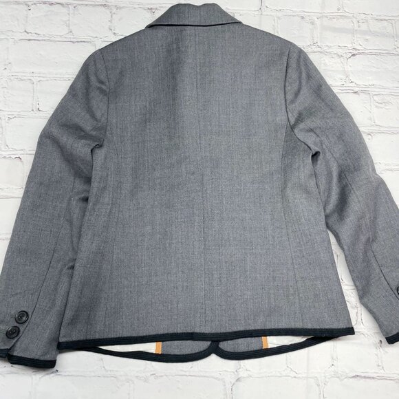 NEW Crewcuts Girls 4/5 Schoolboy Blazer Gray Wool Ivory Cotton Lined Black Trim - Picture 4 of 6